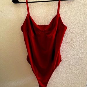 Velvet red UO sexy bodysuit